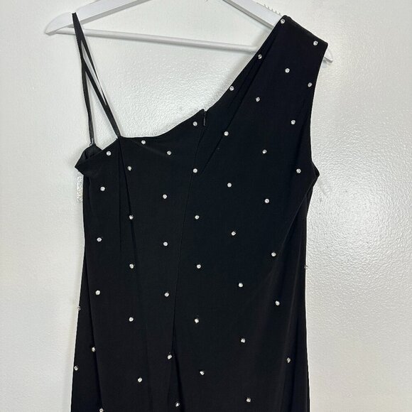 MAC DUGGAL Beaded One-Shoulder Asymmetric Hem Cocktail Dress in Black Size US 12 - Picture 10 of 11